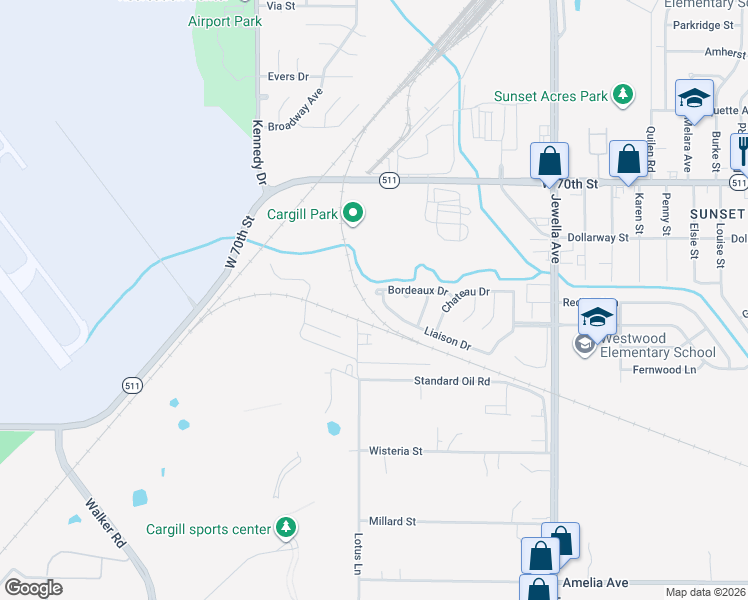 map of restaurants, bars, coffee shops, grocery stores, and more near 4018 Bordeaux Court in Shreveport