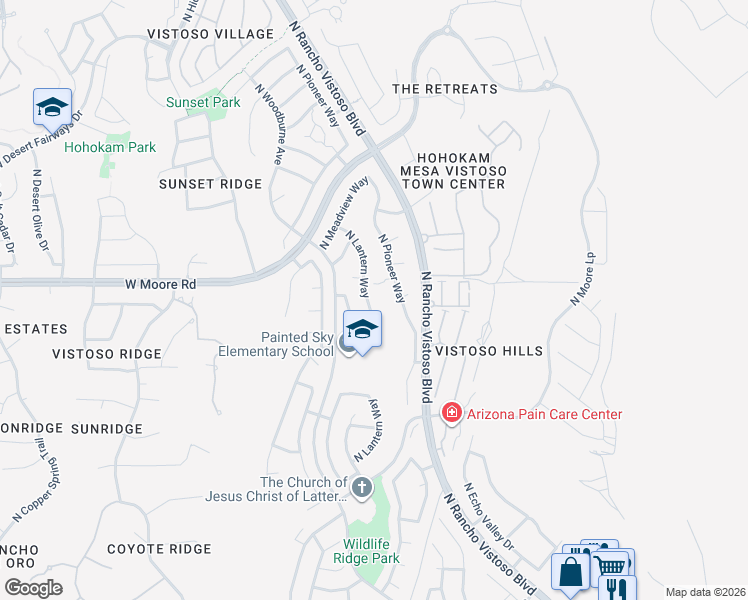 map of restaurants, bars, coffee shops, grocery stores, and more near 12753 North Lantern Way in Oro Valley