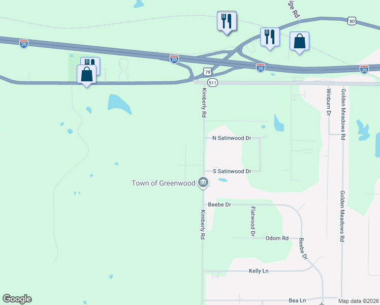 map of restaurants, bars, coffee shops, grocery stores, and more near 7197 Laurel Ridge Drive in Greenwood