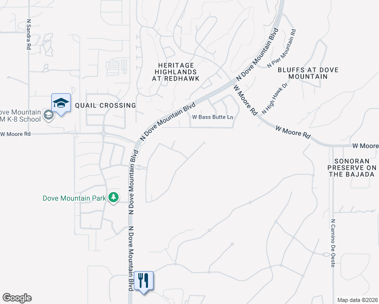 map of restaurants, bars, coffee shops, grocery stores, and more near 12717 North Gentle Rain Drive in Marana