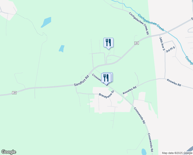 map of restaurants, bars, coffee shops, grocery stores, and more near 12 Crosswinds Road in Phenix City