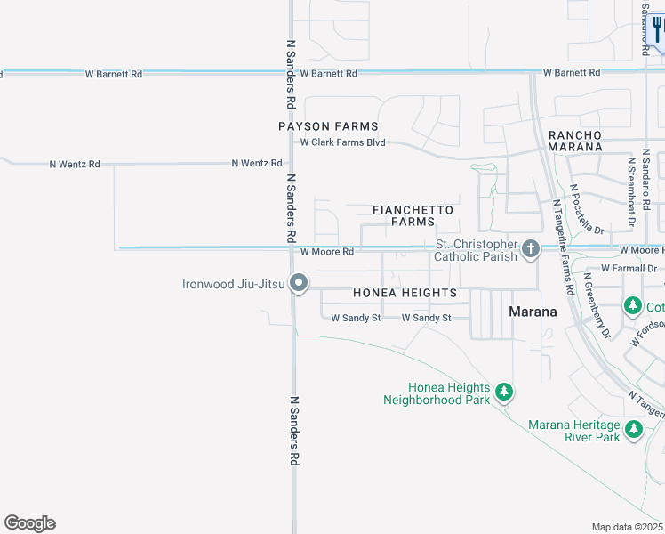 map of restaurants, bars, coffee shops, grocery stores, and more near 12520 West Swanson Street in Marana
