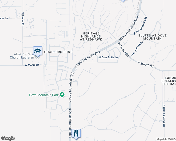 map of restaurants, bars, coffee shops, grocery stores, and more near 12747 North Rain Shadow Court in Marana