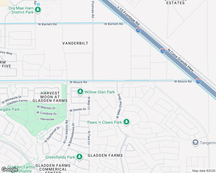 map of restaurants, bars, coffee shops, grocery stores, and more near West Moore Road in Marana