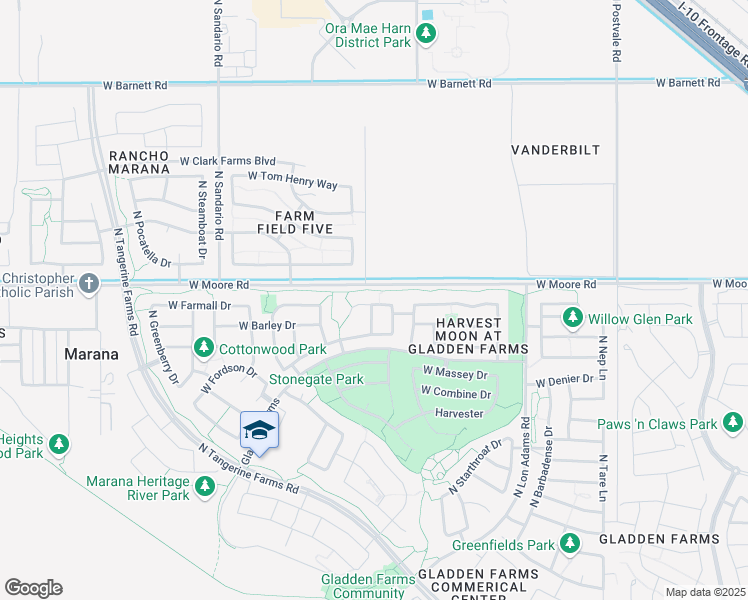 map of restaurants, bars, coffee shops, grocery stores, and more near 11474 West Kalamansi Drive in Marana
