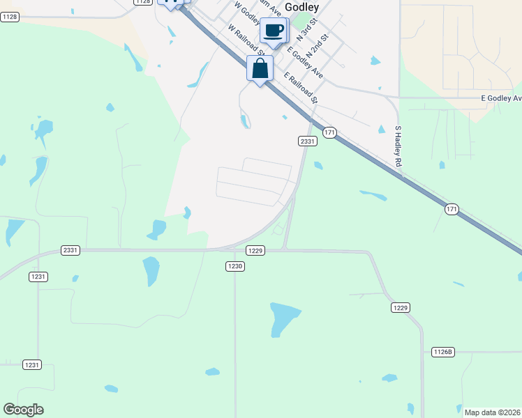 map of restaurants, bars, coffee shops, grocery stores, and more near 200 Bayless Avenue in Godley