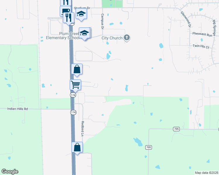 map of restaurants, bars, coffee shops, grocery stores, and more near 243 Ranch Road in Joshua
