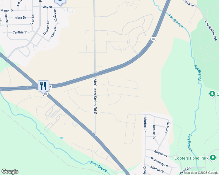 map of restaurants, bars, coffee shops, grocery stores, and more near 1409 McQueen Smith Road South in Prattville