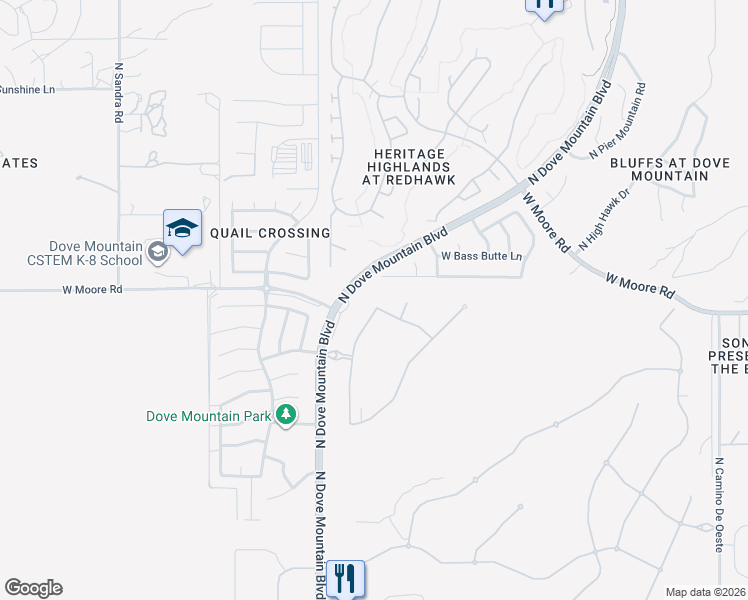 map of restaurants, bars, coffee shops, grocery stores, and more near 12771 North New Reflection Drive in Marana