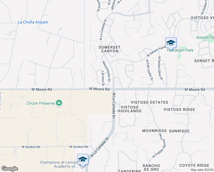 map of restaurants, bars, coffee shops, grocery stores, and more near 12824 Westminster Drive in Oro Valley