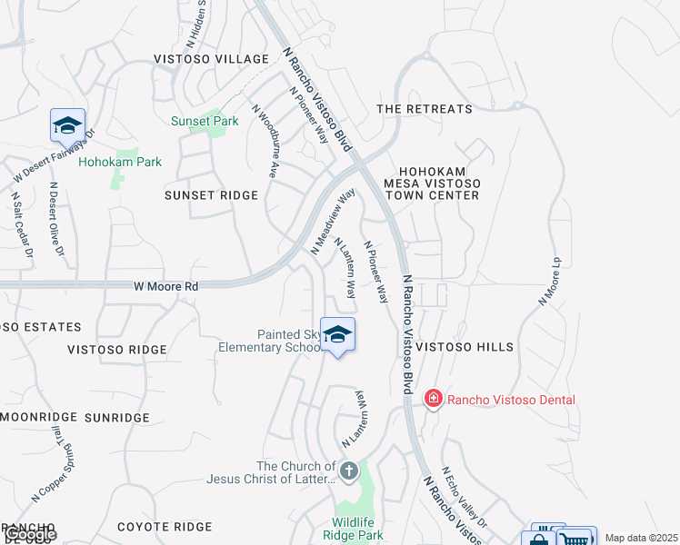 map of restaurants, bars, coffee shops, grocery stores, and more near 12826 North Lantern Way in Oro Valley