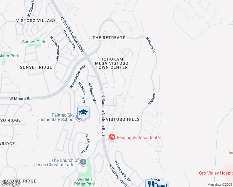 map of restaurants, bars, coffee shops, grocery stores, and more near 12828 North Camino Vieja Rancheria in Oro Valley