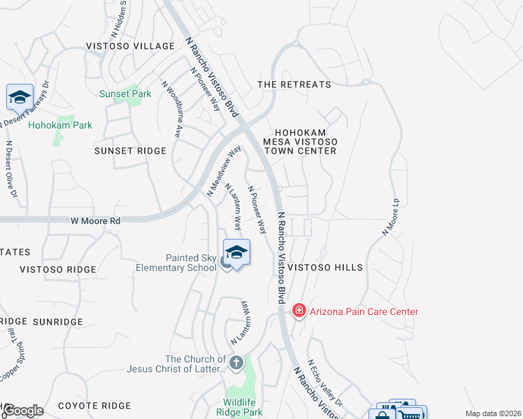 map of restaurants, bars, coffee shops, grocery stores, and more near 12820 North Pioneer Way in Tucson