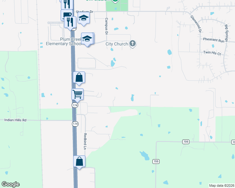 map of restaurants, bars, coffee shops, grocery stores, and more near 243 Ranch Rd in Joshua