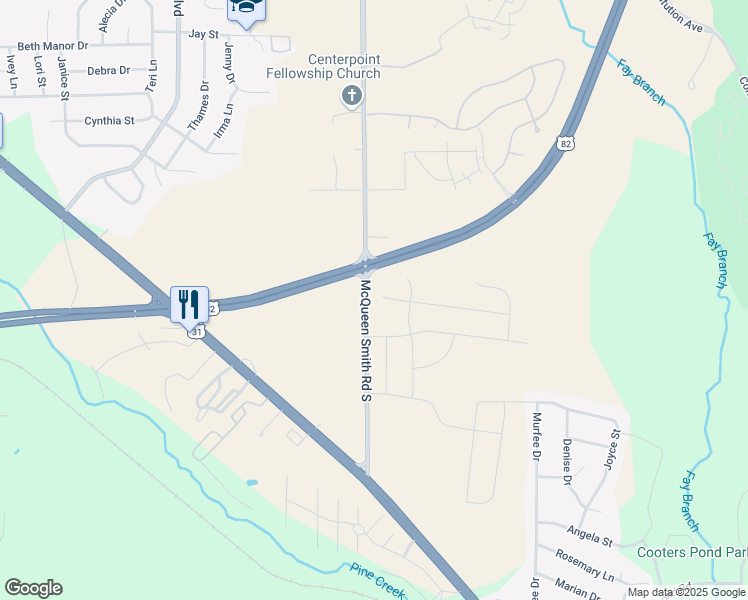 map of restaurants, bars, coffee shops, grocery stores, and more near 1409 McQueen Smith Road South in Prattville