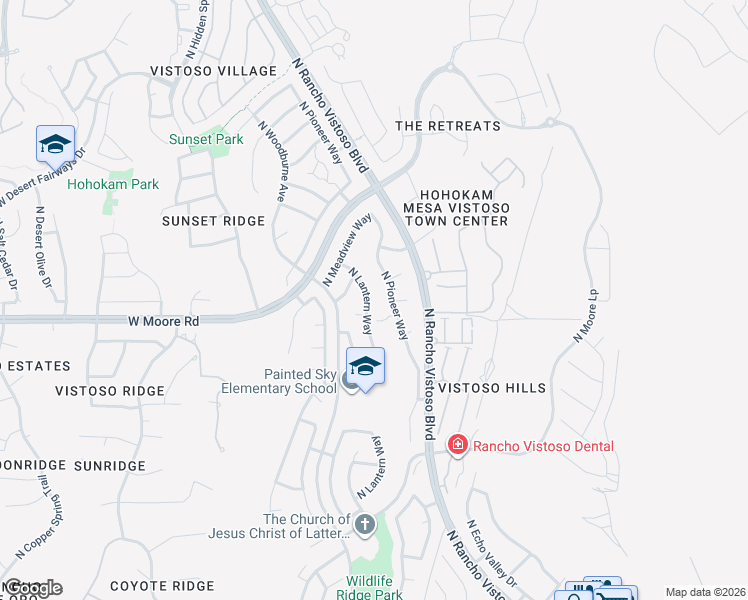map of restaurants, bars, coffee shops, grocery stores, and more near 12826 North Lantern Way in Oro Valley