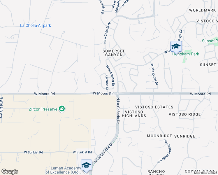 map of restaurants, bars, coffee shops, grocery stores, and more near 12842 Tarzana Drive in Oro Valley