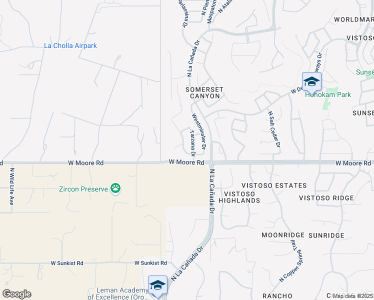 map of restaurants, bars, coffee shops, grocery stores, and more near 12842 Tarzana Drive in Oro Valley