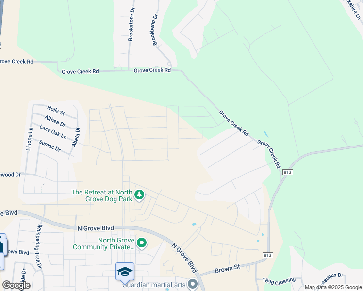 map of restaurants, bars, coffee shops, grocery stores, and more near 126 Barbara Way in Waxahachie