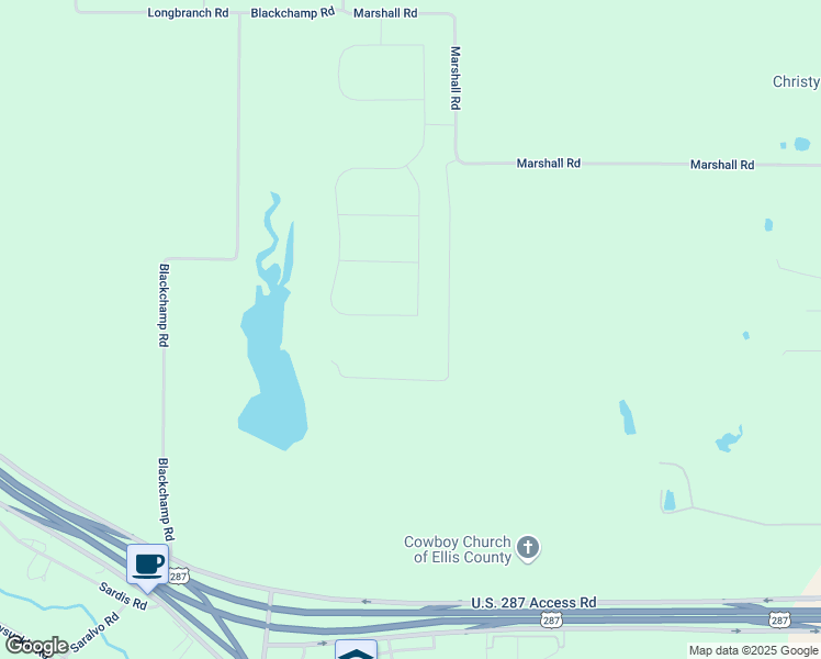 map of restaurants, bars, coffee shops, grocery stores, and more near 220 Denali Way in Waxahachie