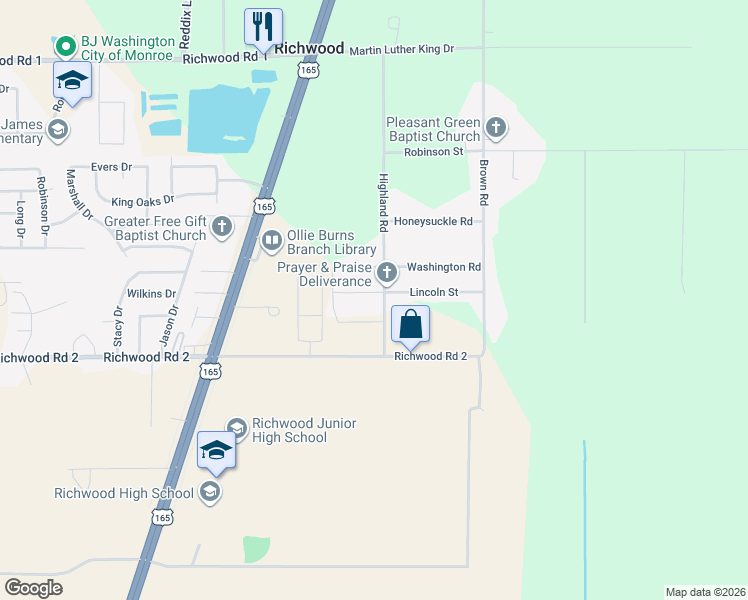 map of restaurants, bars, coffee shops, grocery stores, and more near 5832-5866 Highland Rd in Richwood