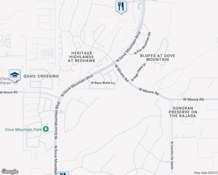 map of restaurants, bars, coffee shops, grocery stores, and more near 5030 West Wild Burro Spring Drive in Marana