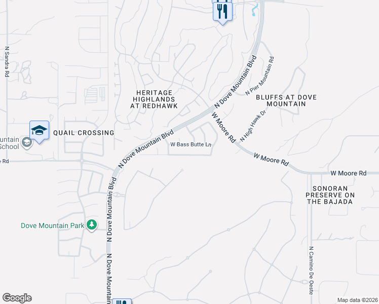 map of restaurants, bars, coffee shops, grocery stores, and more near 5076 West Wild Burro Spring Drive in Marana
