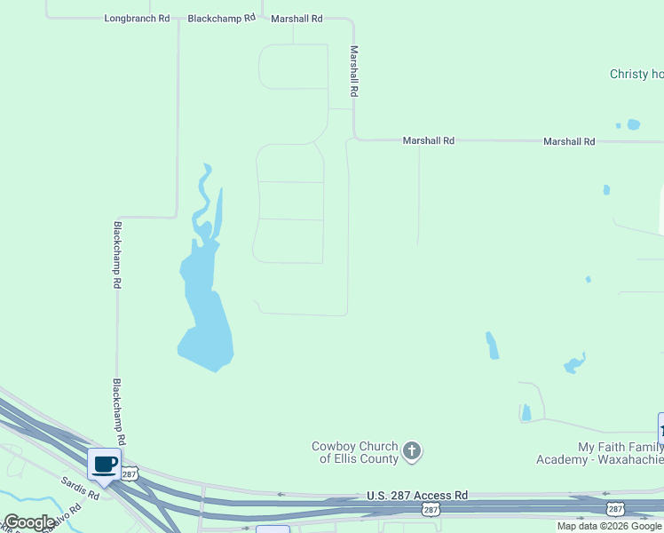map of restaurants, bars, coffee shops, grocery stores, and more near 219 Denali Way in Waxahachie
