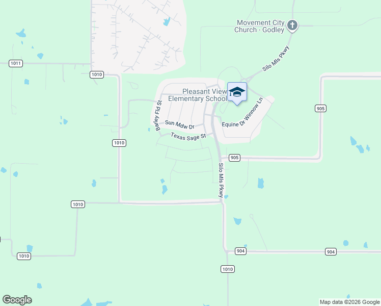 map of restaurants, bars, coffee shops, grocery stores, and more near 3901 County Road 905 in Joshua