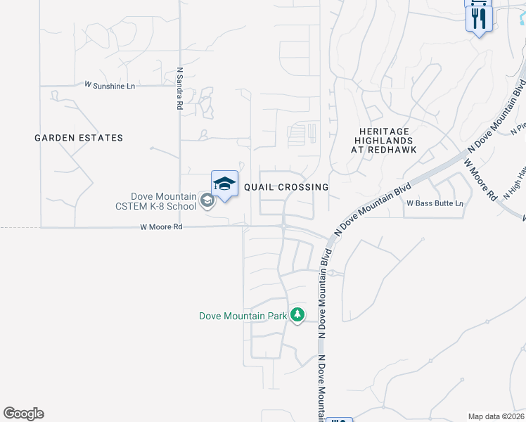 map of restaurants, bars, coffee shops, grocery stores, and more near 5572 West Cochie Springs Street in Marana