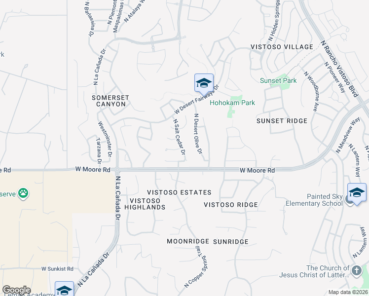 map of restaurants, bars, coffee shops, grocery stores, and more near 12912 North Salt Cedar Drive in Oro Valley