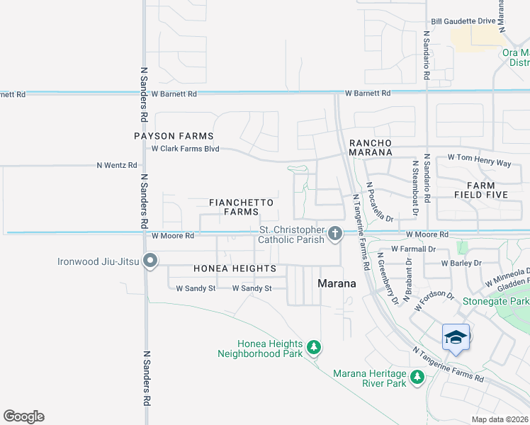 map of restaurants, bars, coffee shops, grocery stores, and more near 12243 West Fianchetto Drive in Marana