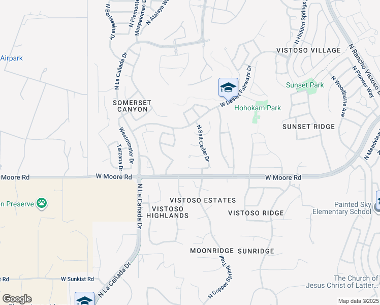map of restaurants, bars, coffee shops, grocery stores, and more near 996 West Thornbush Place in Oro Valley