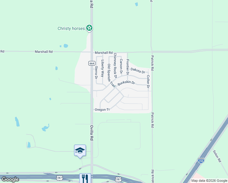map of restaurants, bars, coffee shops, grocery stores, and more near 200 Buckskin Drive in Waxahachie