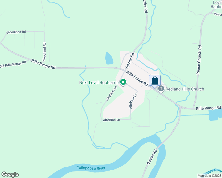 map of restaurants, bars, coffee shops, grocery stores, and more near 188 Albritton Lane in Wetumpka