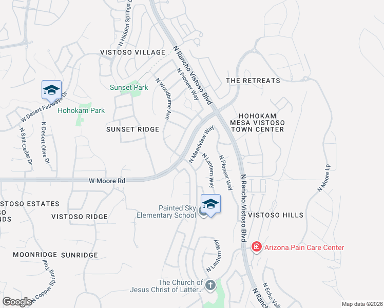 map of restaurants, bars, coffee shops, grocery stores, and more near 12913 North Meadview Way in Oro Valley