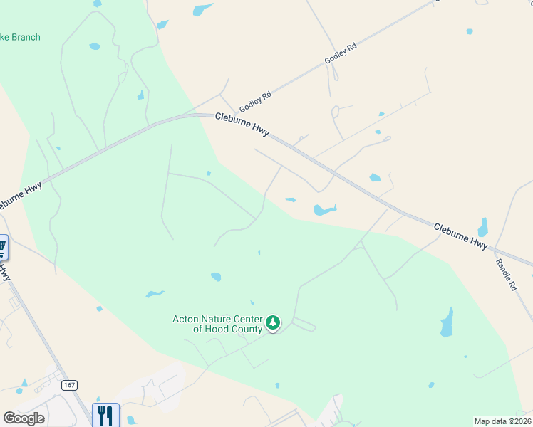 map of restaurants, bars, coffee shops, grocery stores, and more near 6525 Cleburne Highway in Granbury