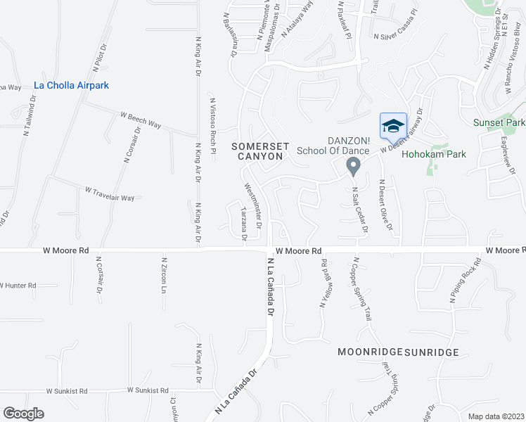 map of restaurants, bars, coffee shops, grocery stores, and more near 12908 Westminster Drive in Oro Valley