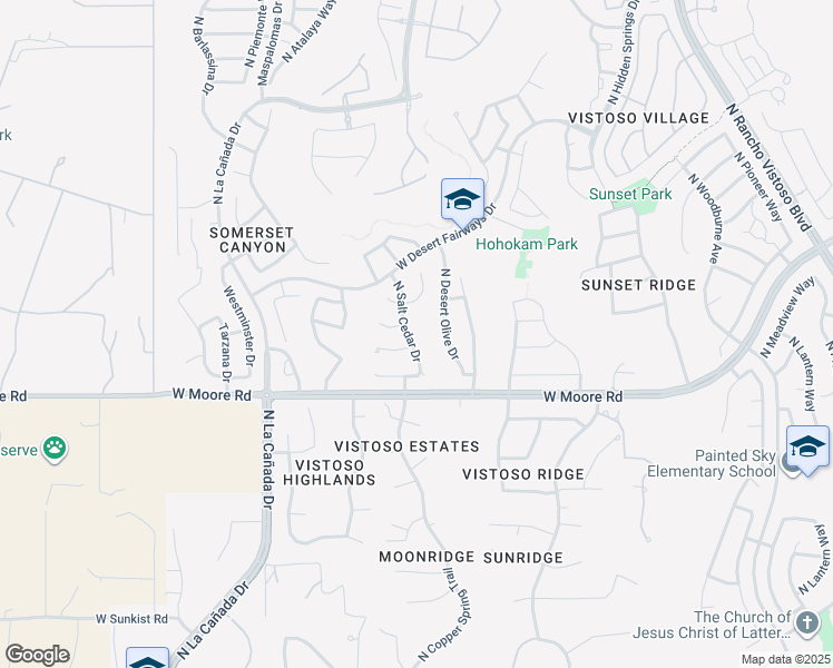 map of restaurants, bars, coffee shops, grocery stores, and more near 12912 N Salt Cedar Dr in Oro Valley