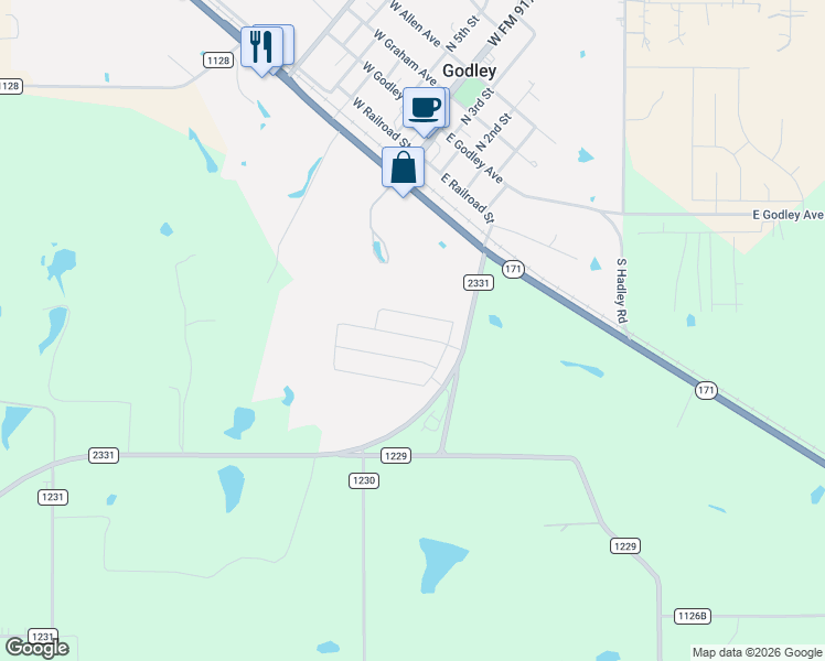 map of restaurants, bars, coffee shops, grocery stores, and more near 208 McKittrick Lane in Godley