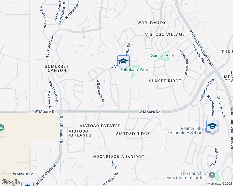 map of restaurants, bars, coffee shops, grocery stores, and more near 12931 North Yellow Orchid Drive in Oro Valley