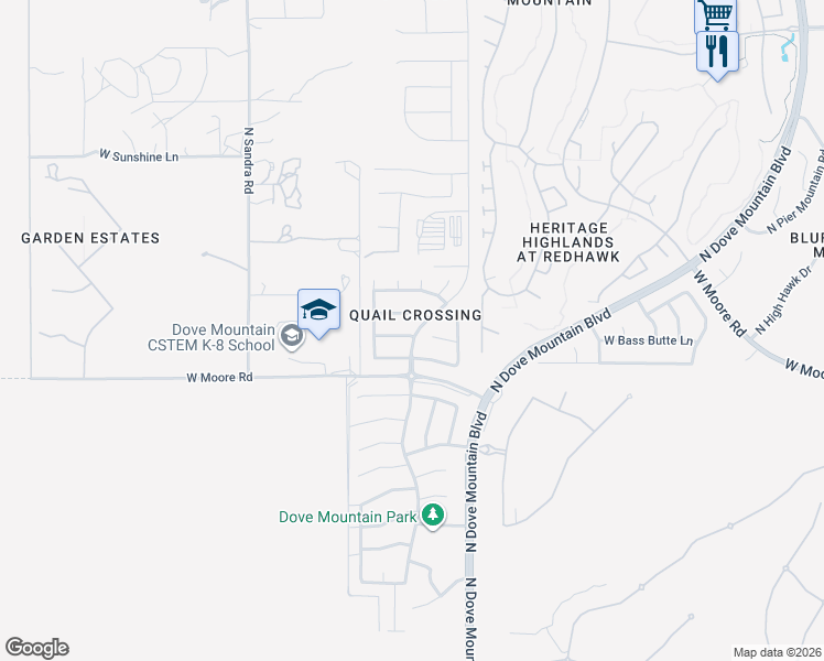 map of restaurants, bars, coffee shops, grocery stores, and more near 5504 West Guild Springs Street in Marana