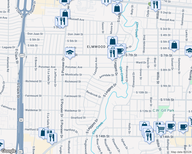 map of restaurants, bars, coffee shops, grocery stores, and more near 4098 Avondale Street in Abilene