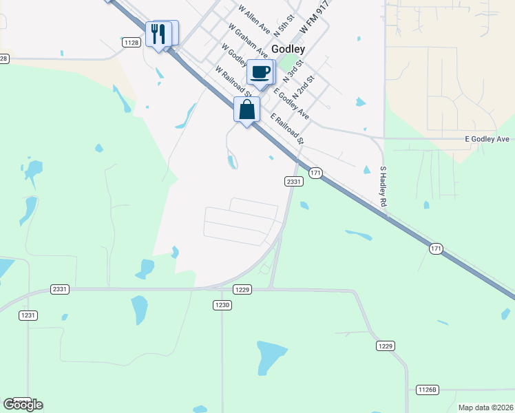 map of restaurants, bars, coffee shops, grocery stores, and more near 208 McKittrick Lane in Godley