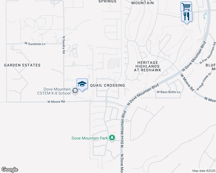 map of restaurants, bars, coffee shops, grocery stores, and more near 5504 West Guild Springs Street in Marana