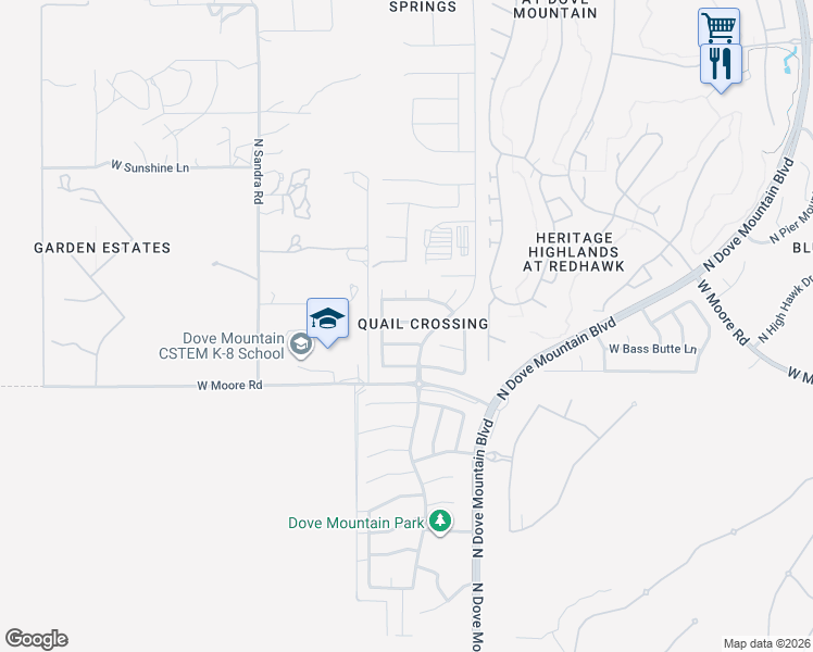 map of restaurants, bars, coffee shops, grocery stores, and more near 5504 West Guild Springs Street in Marana