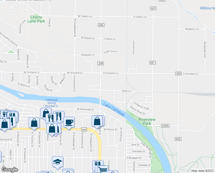 map of restaurants, bars, coffee shops, grocery stores, and more near 1310 North Canal Street in Carlsbad