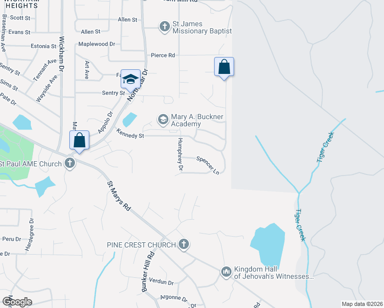 map of restaurants, bars, coffee shops, grocery stores, and more near 306 Humphrey Drive in Columbus