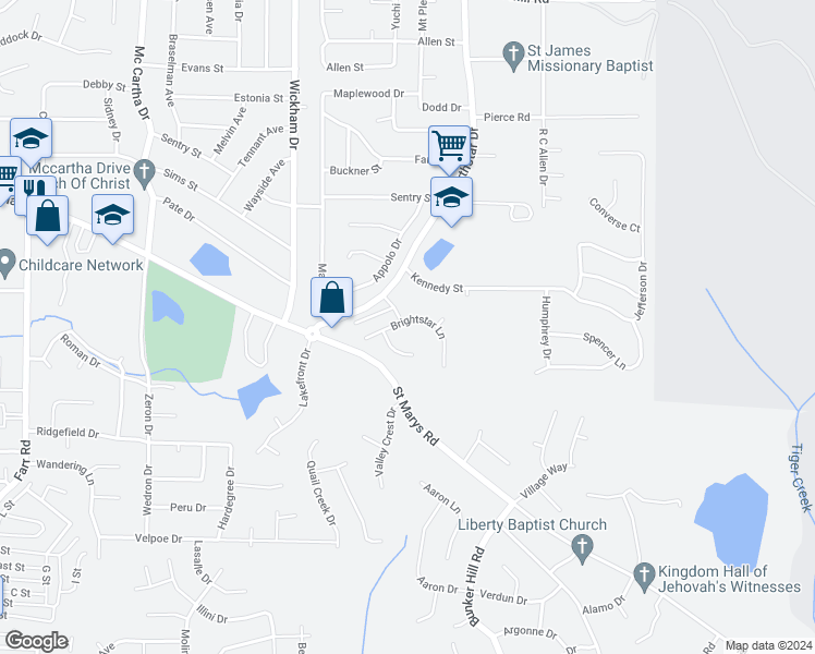 map of restaurants, bars, coffee shops, grocery stores, and more near 4956 Brightstar Lane in Columbus