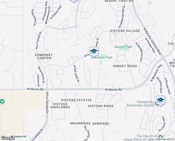 map of restaurants, bars, coffee shops, grocery stores, and more near 12973 North Yellow Orchid Drive in Oro Valley